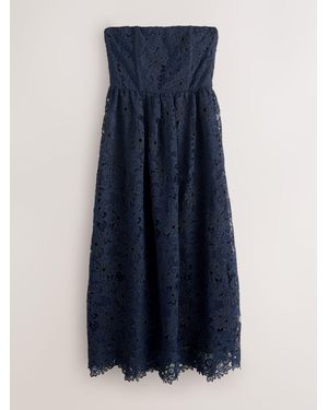 Next N. Premium Lace Bandeau Midi Occasion Dress - Blue