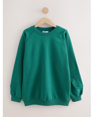 Next Relaxed Fit Heavyweight Longline Crew Neck Sweatshirt - Green
