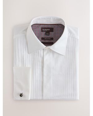 Next N. Premium 1 Pleated Formal Shirt With Double Cuff And Cufflink - Weiß