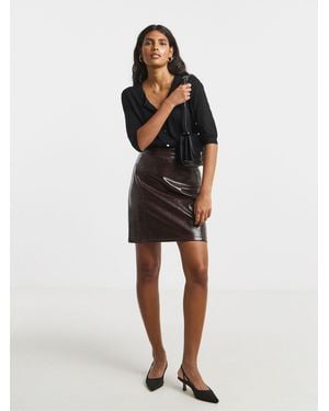 Simply Be Vinyl Mini Skirt - Black