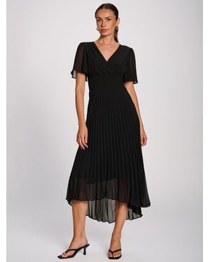 Jolie Moi Chiffon Pleated Maxi Dress - Black