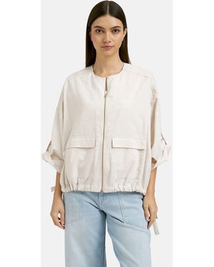 Smith & Soul Linen Blend Blouson Jacket - White