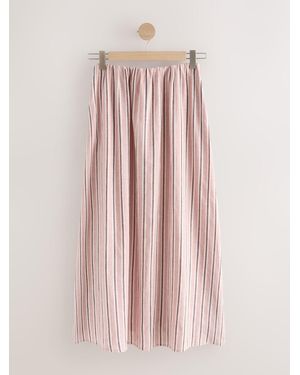 Next N. Premium Linen Cotton Blend Maxi Skirt - Pink