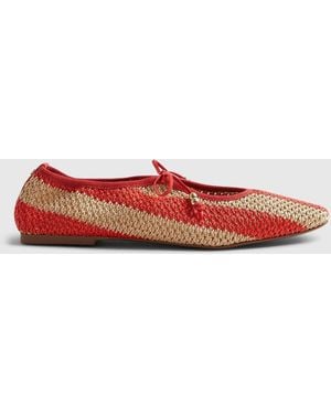 River Island Raffia Stripe Mary Jane Shoes - Red