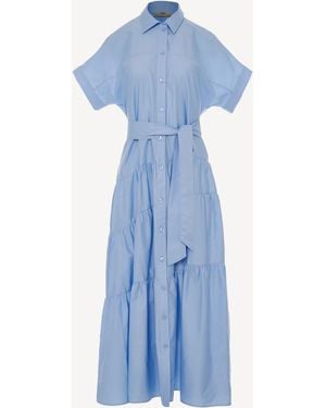 Devotion Twins Ear Poplin Maxi Shirt Dress - Blue