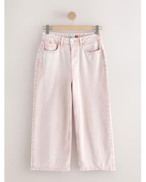 Next Wide Leg Cropped Jeans - Pink