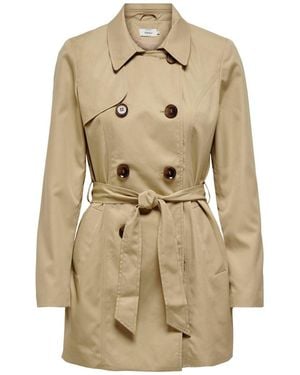 ONLY Double Breasted Classic Trench Coat - Natural
