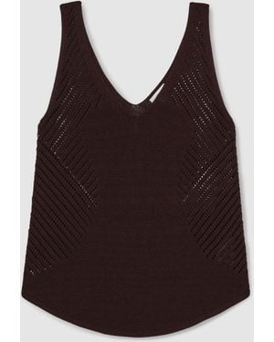 Reiss Chocolate Helena Cotton Blend Open Knit Vest - Brown