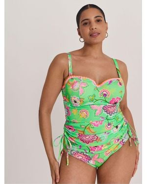 Figleaves Floral Bandeau Underwired Tankini Top - Green