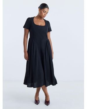 Simply Be Bengaline Waist Detail Midi Dress - Blue