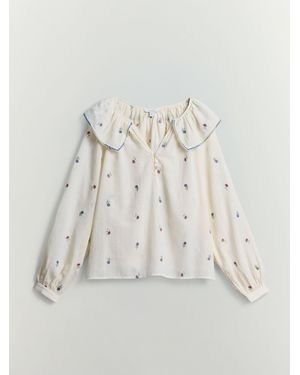 BHOEM Flower Embroidered Cotton Blouse - Natural