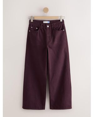 Next Burgundy Wide Leg Denim Jeans - Purple