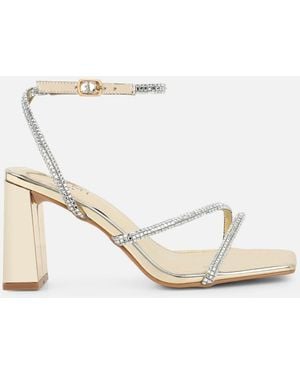 simmilondon Simmi London Maisie Diamante Block Heeled Sandals - Natural