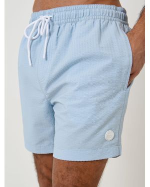 Threadbare Stripe Seersucker Swim Shorts - Blue