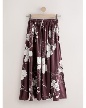 Next Floral Print Satin Midi Skirt - Multicolor