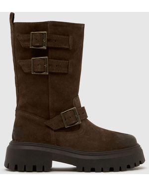 schuh Danbury Suede Biker Boots - Brown
