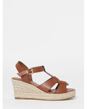 Simply Be Wide Fit Woven Front Espadrille Wedge Sandals - Brown