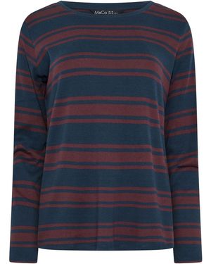 M Com Stripe Long Sleeve Cotton Crew T-Shirt - Blue