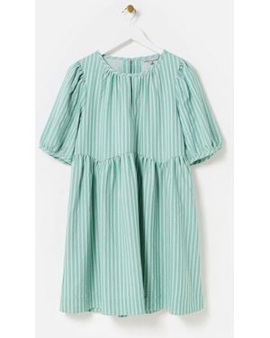 Oliver Bonas Striped Mini Smock Dress - Green