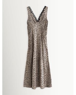 RIXO London Sandrine Antelope Spot Midi Dress - Brown