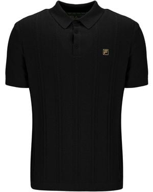 Fila Barnsknitted Polo Shirt With Cable Pattern - Black