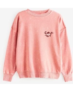 Next Verwaschenes Sweatshirt Mit Amour-Grafik Und Love-Schriftzug, Rundhalsausschnittxl Regular - Pink