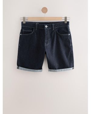 Next Straight Fit Stretch Denim Shorts - Blue