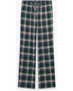 Superdry Mix Check Cotton Check Elastic Pants - Green