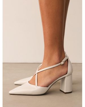 Next Standard/Wide Fit Forever Comfort Cross Strap Block Heel Shoes - Natural