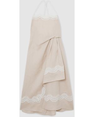 Reiss Arla Linen Lace-Trim Beach Dress - White