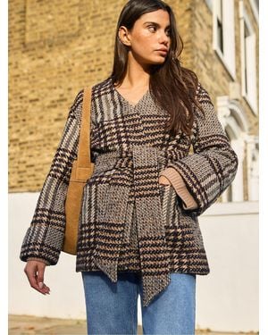 Ro & Zo Heritage Check Belted Jacket - Natural