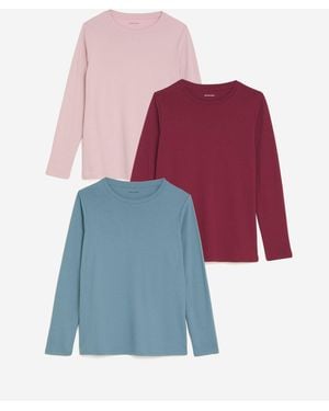 JD Williams 3 Pack Crew Neck Long Sleeve Tops - Red
