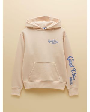 Joules Beach Graphic Oversized Hoodie - Natural