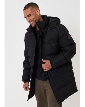 Threadbare Showerproof Hooded Puffer Coat With Adjustable Waist - Black