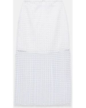 Mint Velvet Disc Detail Fringed Midi Skirt - White