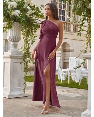 Lipsy Petite Bow One Shoulder Maxi Wedding Bridesmaid Dress - Green