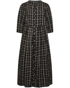 Evans Check Tiered Maxi Dress - Schwarz