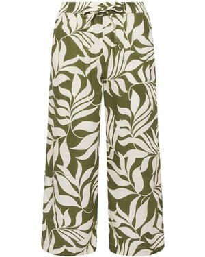 M Com Printed Cropped Pants - White