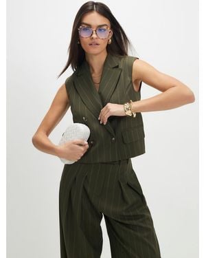 River Island Sleeveless Boxy Pinstripe Waistcoat - Green