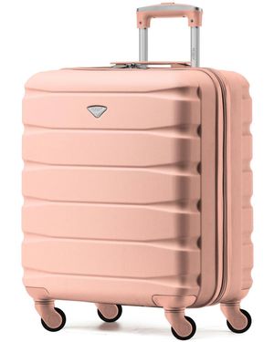 Flight Knight 56X45X25Cm Easyjet Overhead 4 Wheel Abs Hard Case Cabin Carry On Hand Luggage - Pink