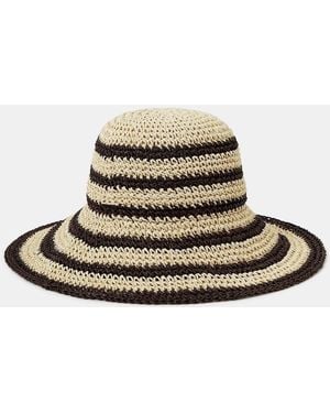 Accessorize Stripe Raffia Bucket Hat - Natural