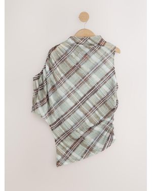 Next Short Sleeved Asymmetrical Mesh Top - Grey