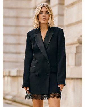 Friends Like These X Mollie King Premium Tuxe Lace Blazer Dress - Blue