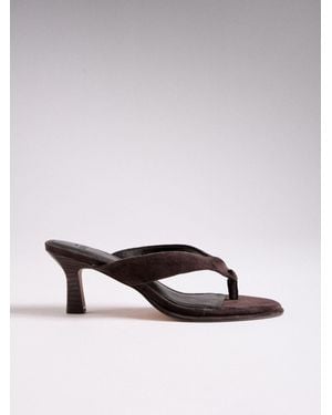 The Set Premium Toe Post Suede Sandals - Multicolor