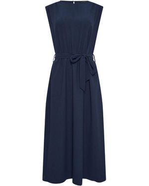 M Com Tie Waist Sleeveless Midi Dress - Blue