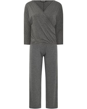 PixieGirl Petite Pixiegirl Petite Wrap Top & Wide Leg Pants - Gray