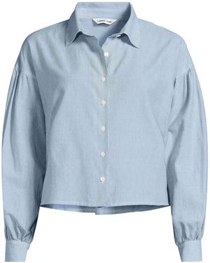 Lands' End Leichtes Cropped-Shirt - Blau