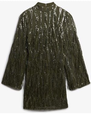 Superdry Fringe Sequin Mini Dress - Green