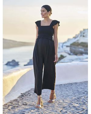 Seraphine Maternity Shirred Jumpsuit - Blue