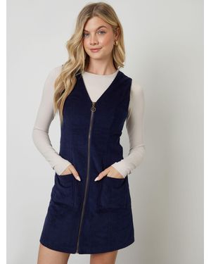 ANOTHER SUNDAY Corduroy Zip Through Mini Dress - Blau